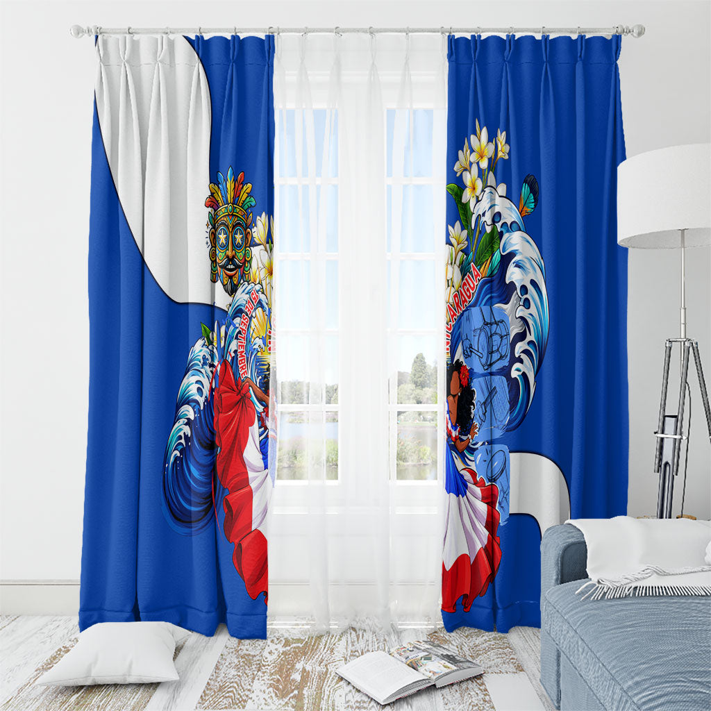 Nicaragua Independence Day Orgullo Y Tradicion Window Curtain Vibrant Folkloric Dance Sacuanjoche Floral Culture