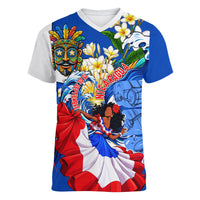 Nicaragua Independence Day Orgullo Y Tradicion Women V-Neck T-Shirt Vibrant Folkloric Dance Sacuanjoche Floral Culture