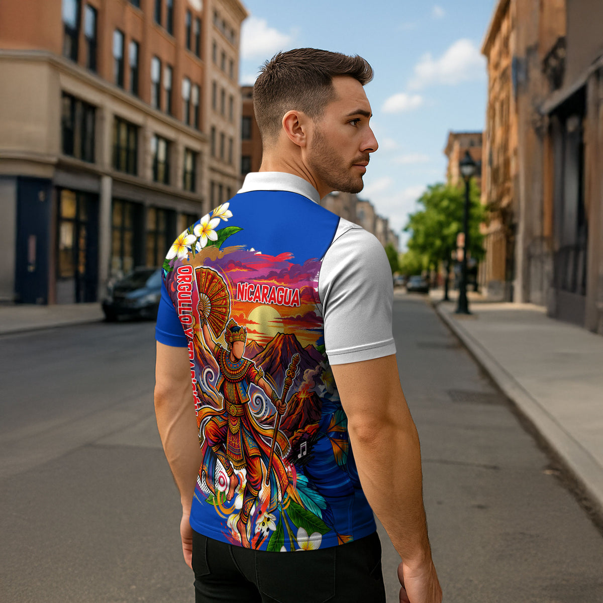 Nicaragua Independence Day Orgullo Y Tradicion Zipper Polo Shirt Vibrant Folkloric Dance Sacuanjoche Floral Culture