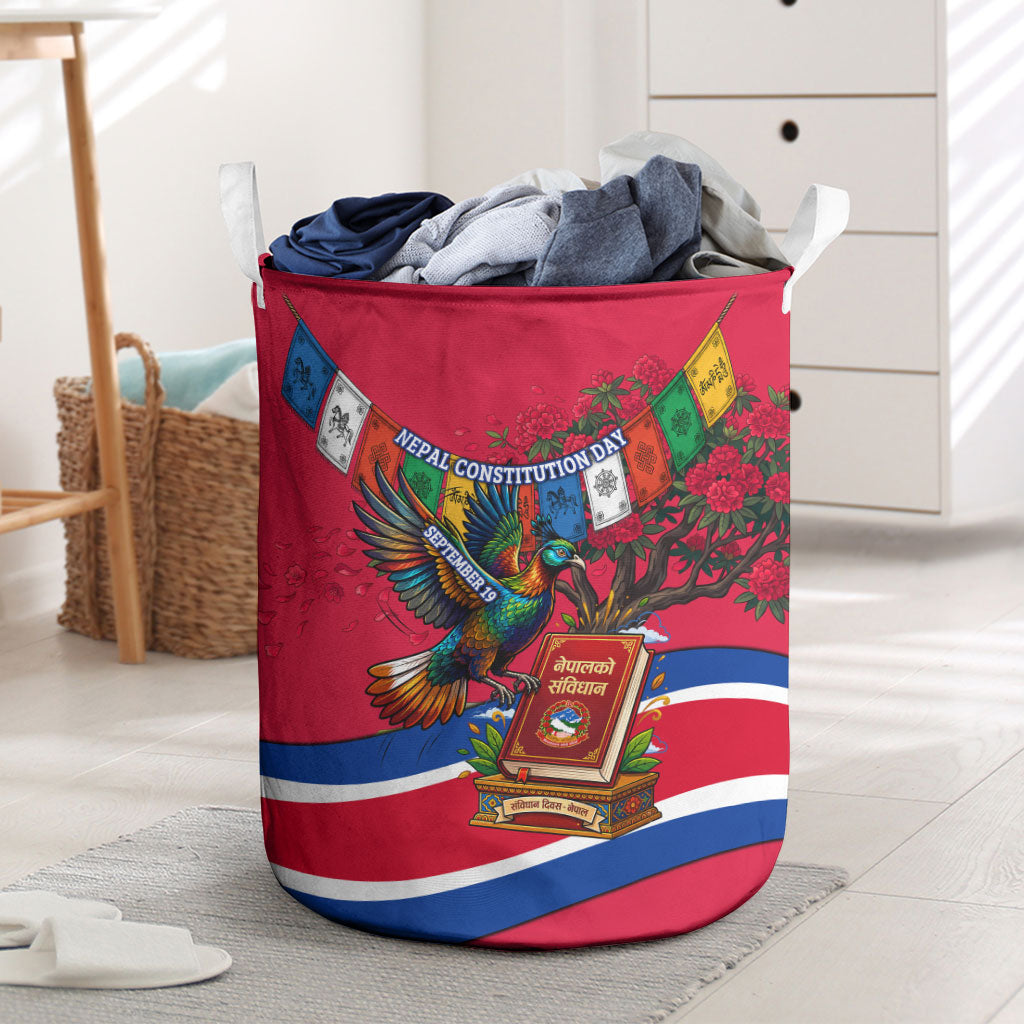 Nepal Constitution Day Laundry Basket Himalayan Temples Danphe Himalayan Monal Floral