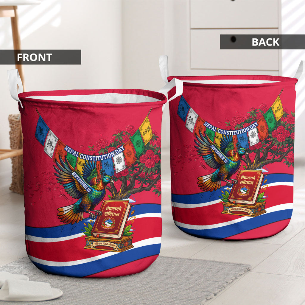 Nepal Constitution Day Laundry Basket Himalayan Temples Danphe Himalayan Monal Floral