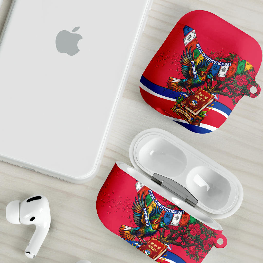 Nepal Constitution Day AirPods Case Himalayan Temples Danphe Himalayan Monal Floral