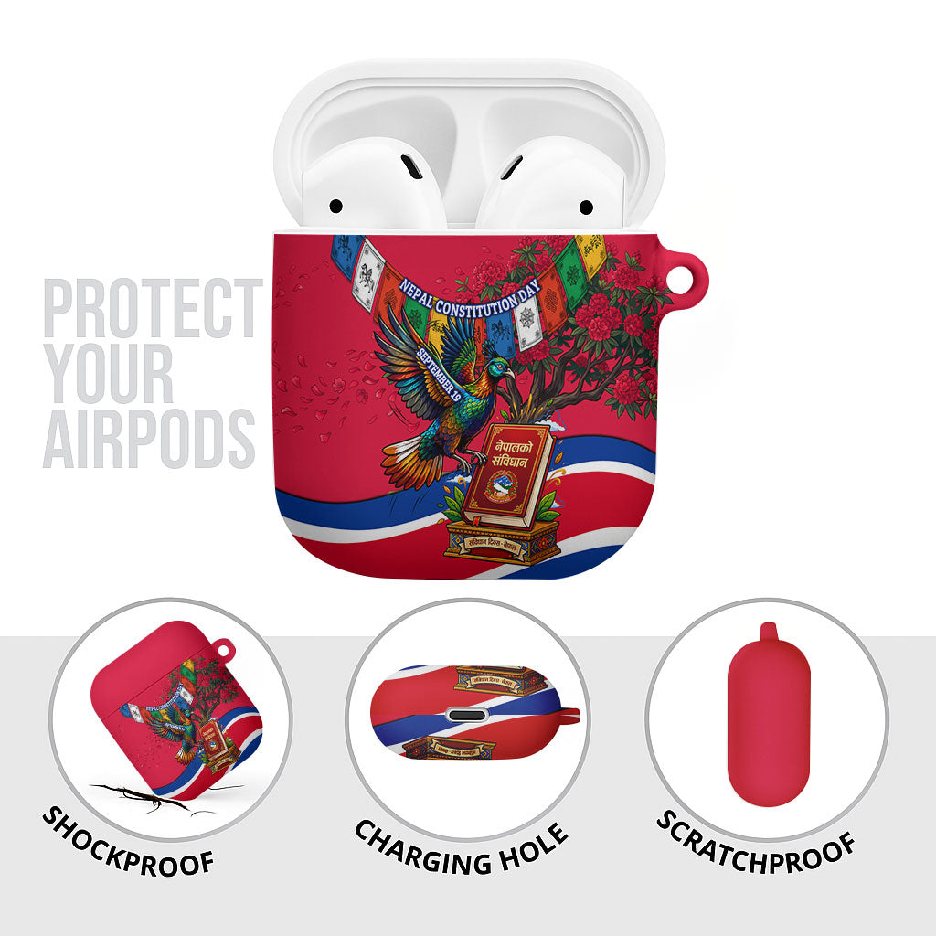 Nepal Constitution Day AirPods Case Himalayan Temples Danphe Himalayan Monal Floral