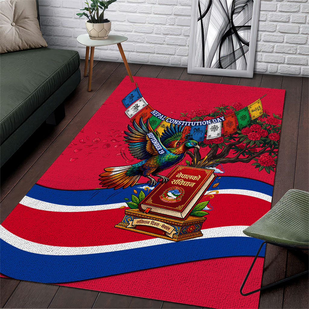 Nepal Constitution Day Area Rug Himalayan Temples Danphe Himalayan Monal Floral