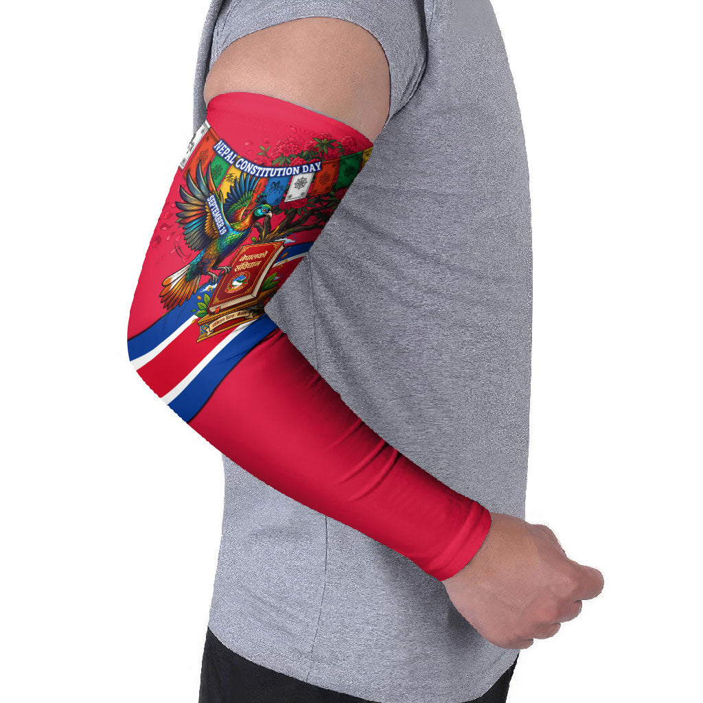 Nepal Constitution Day Arm Sleeves Himalayan Temples Danphe Himalayan Monal Floral