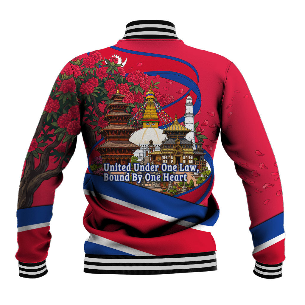 Nepal Constitution Day Baseball Jacket Himalayan Temples Danphe Himalayan Monal Floral