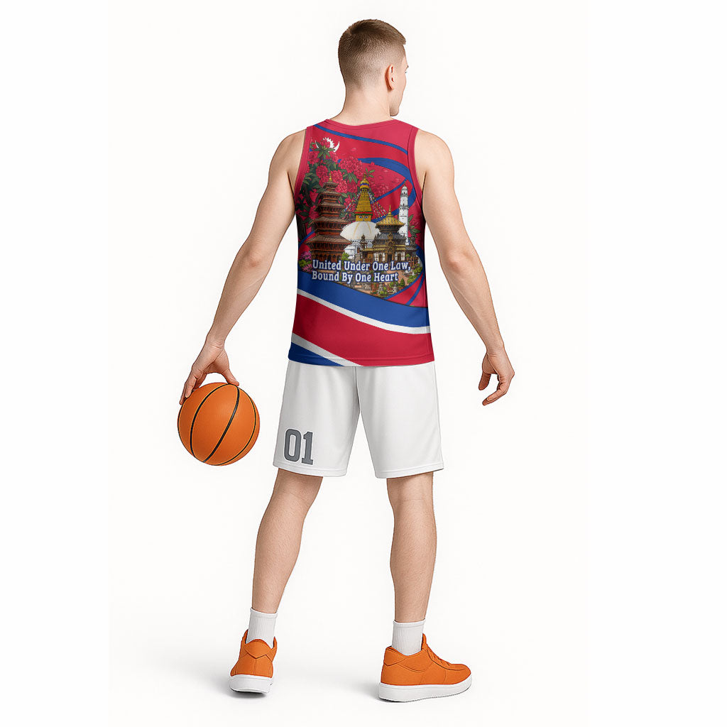 Nepal Constitution Day Basketball Jersey Himalayan Temples Danphe Himalayan Monal Floral