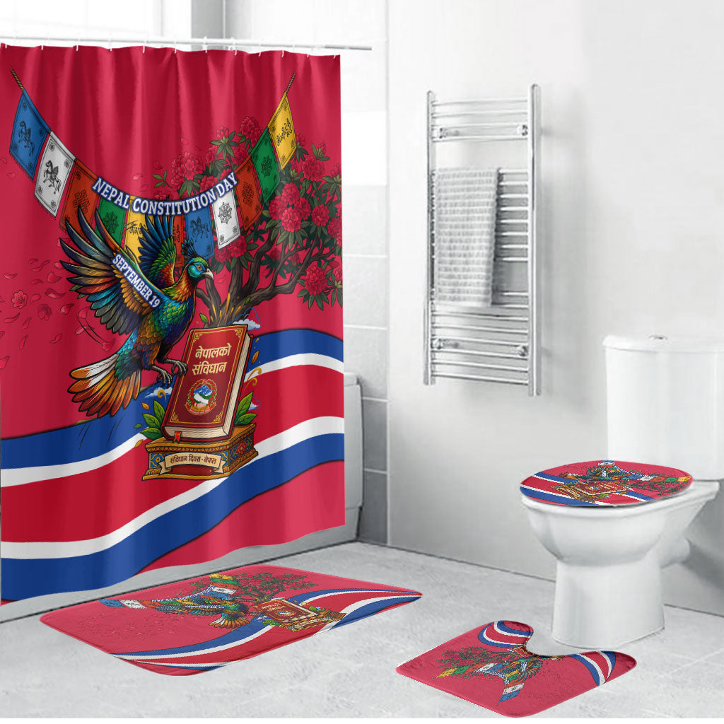 Nepal Constitution Day Bathroom Set Himalayan Temples Danphe Himalayan Monal Floral
