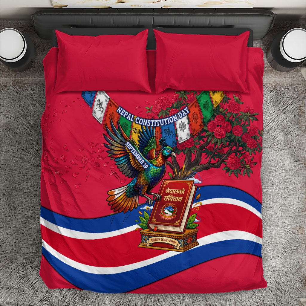 Nepal Constitution Day Bedding Set Himalayan Temples Danphe Himalayan Monal Floral