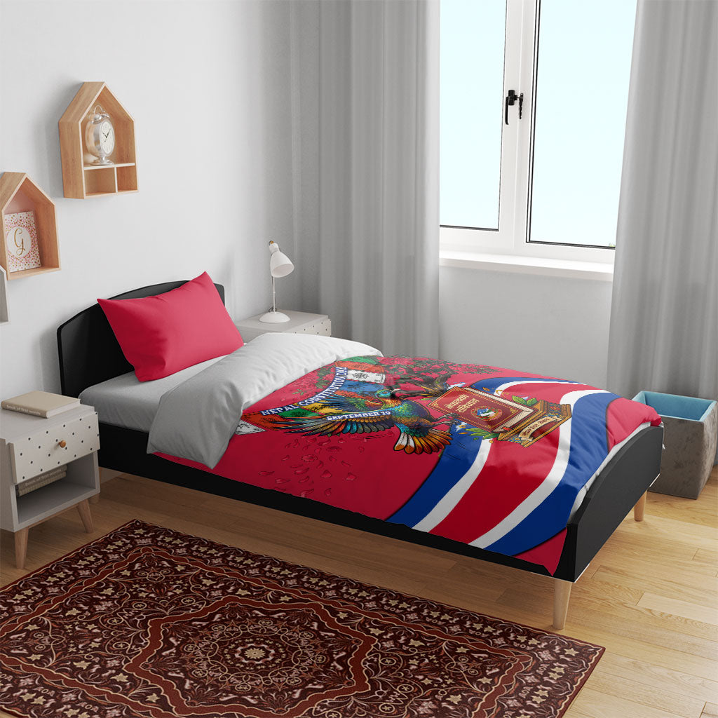 Nepal Constitution Day Bedding Set Himalayan Temples Danphe Himalayan Monal Floral