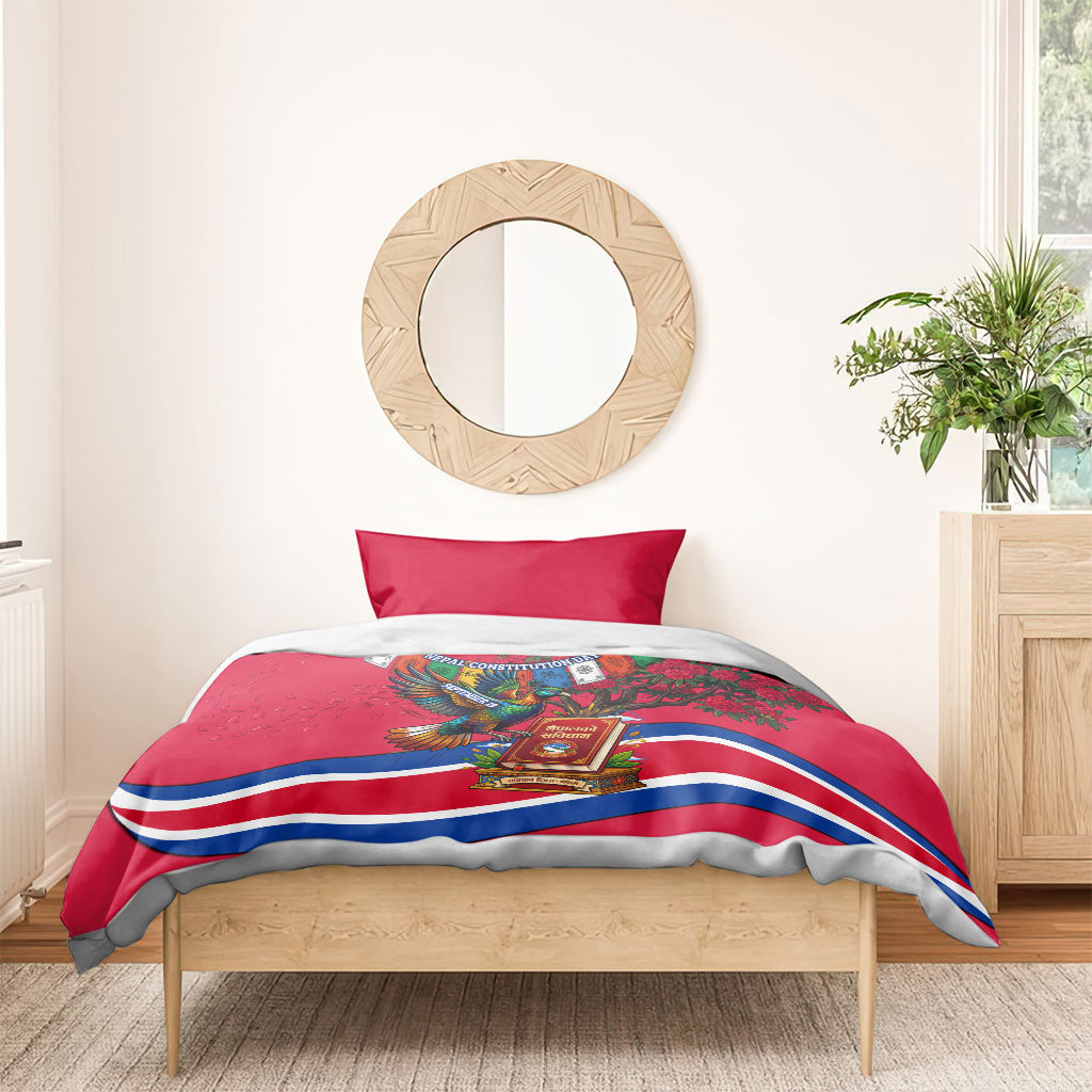 Nepal Constitution Day Bedding Set Himalayan Temples Danphe Himalayan Monal Floral