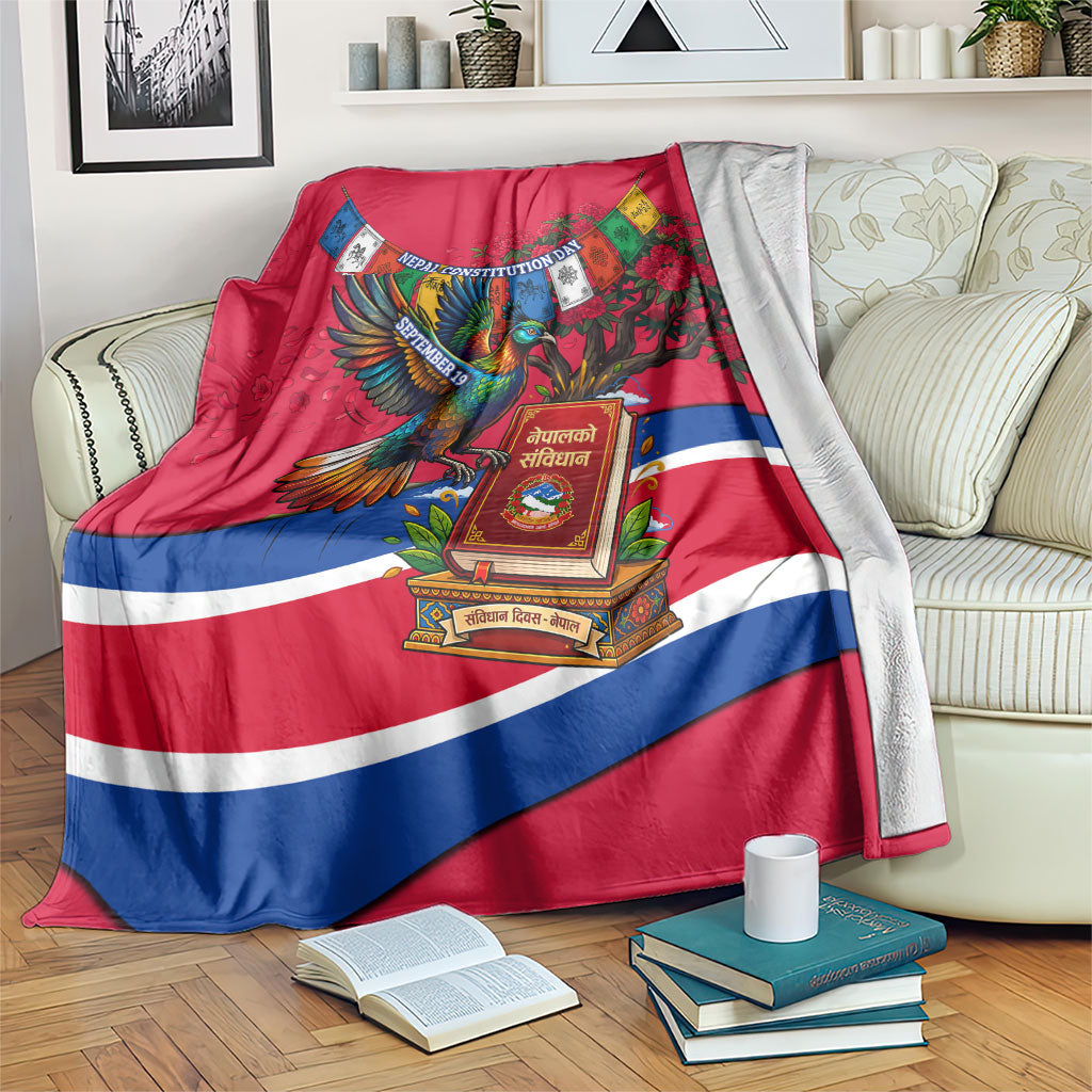 Nepal Constitution Day Blanket Himalayan Temples Danphe Himalayan Monal Floral