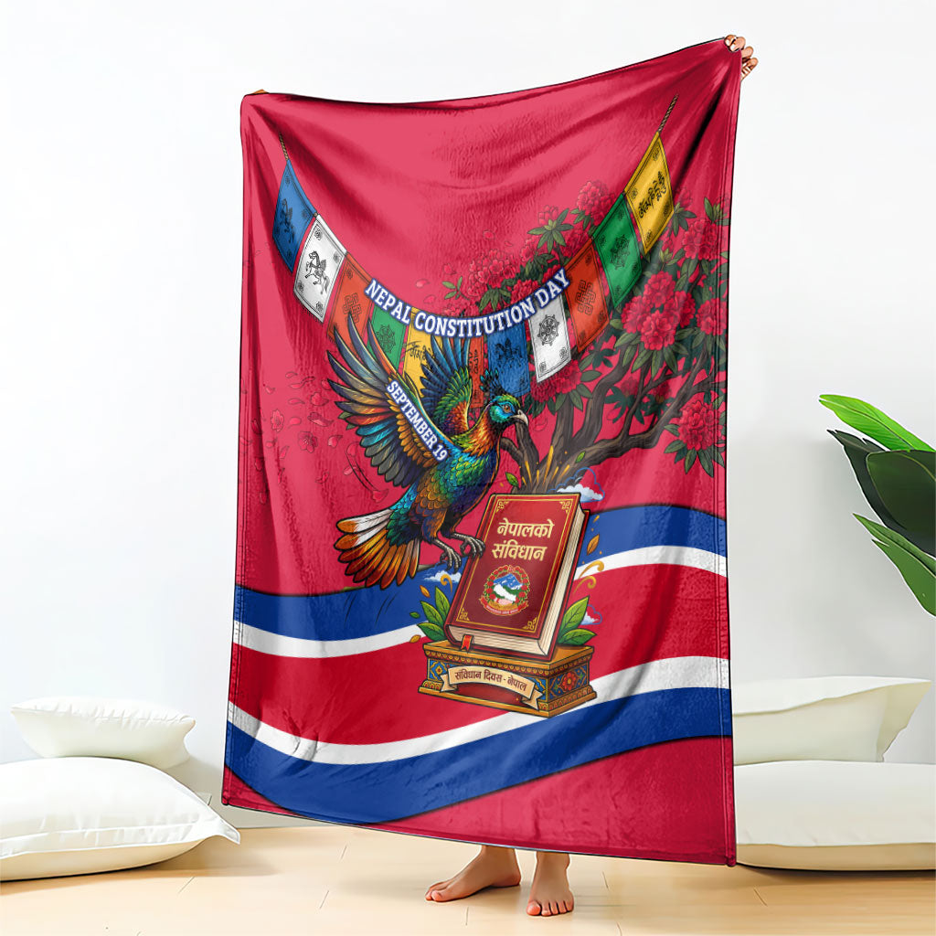 Nepal Constitution Day Blanket Himalayan Temples Danphe Himalayan Monal Floral