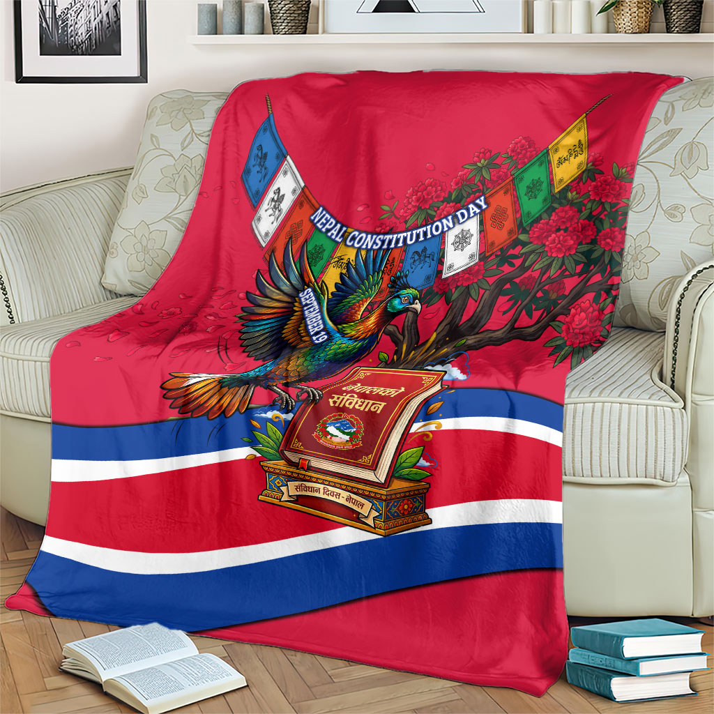 Nepal Constitution Day Blanket Himalayan Temples Danphe Himalayan Monal Floral