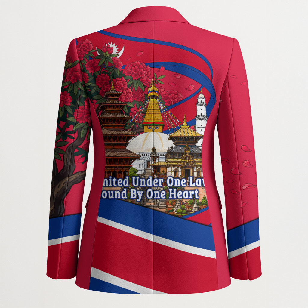 Nepal Constitution Day Blazer Himalayan Temples Danphe Himalayan Monal Floral
