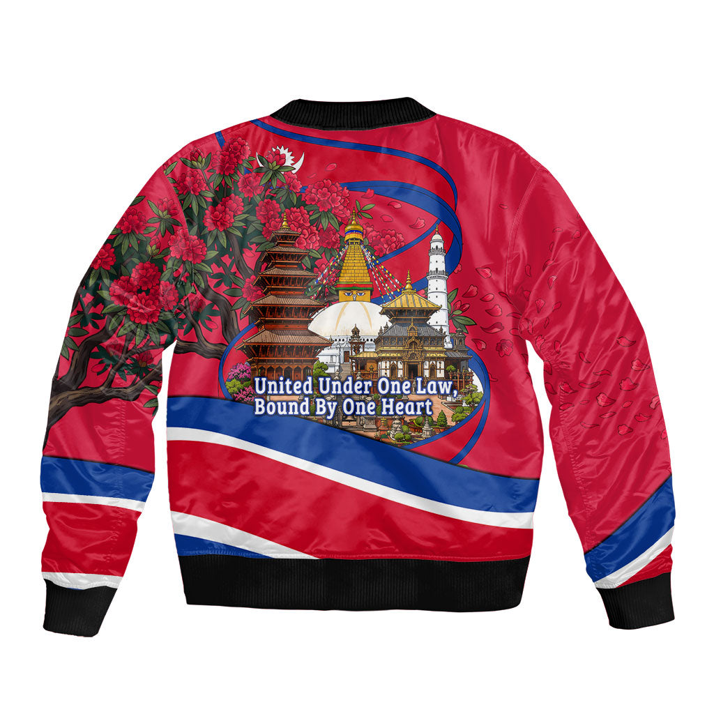 Nepal Constitution Day Bomber Jacket Himalayan Temples Danphe Himalayan Monal Floral