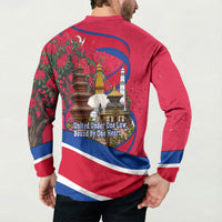 Nepal Constitution Day Button Sweatshirt Himalayan Temples Danphe Himalayan Monal Floral