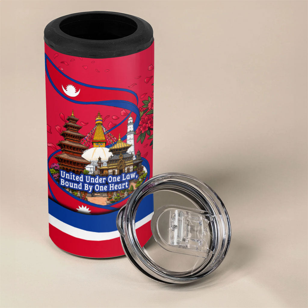 Nepal Constitution Day 4 in 1 Can Cooler Tumbler Himalayan Temples Danphe Himalayan Monal Floral