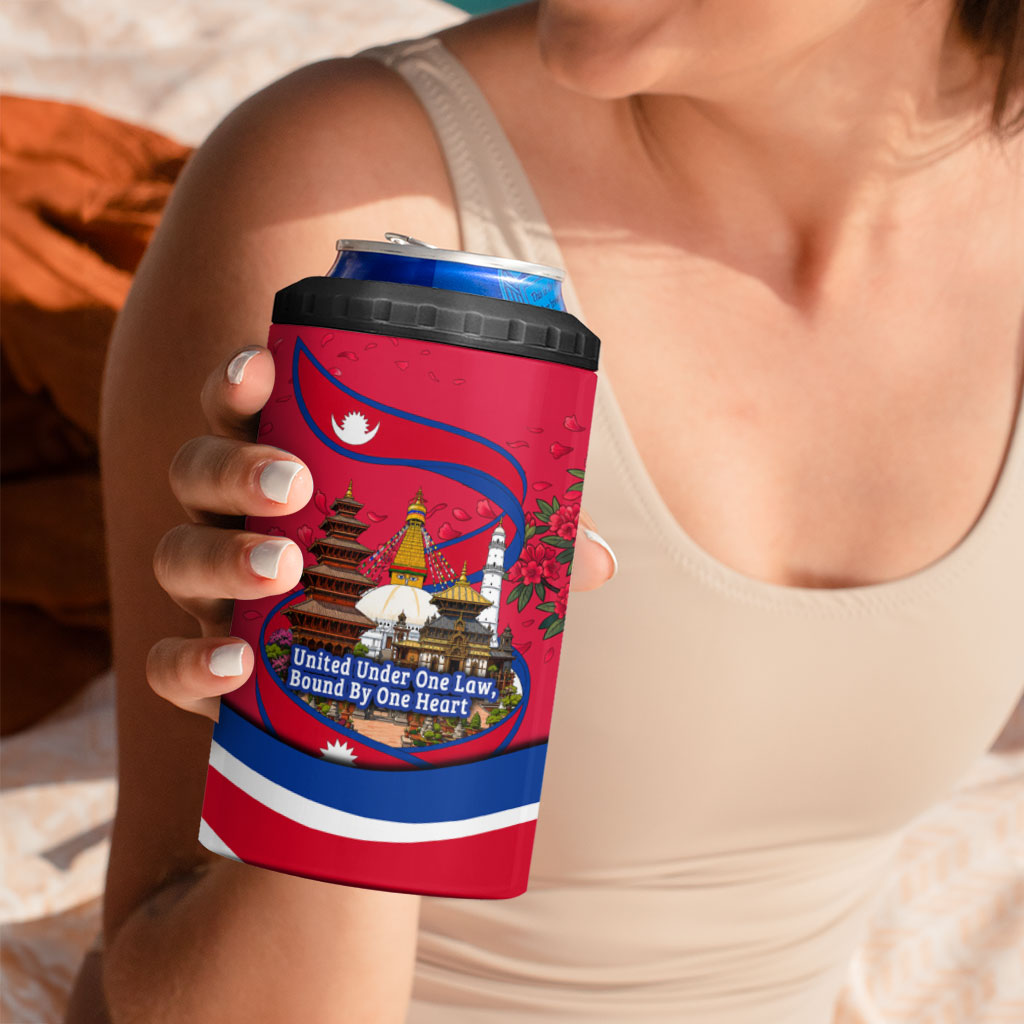 Nepal Constitution Day 4 in 1 Can Cooler Tumbler Himalayan Temples Danphe Himalayan Monal Floral