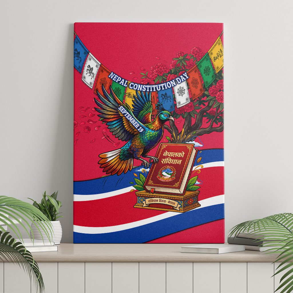 Nepal Constitution Day Canvas Wall Art Himalayan Temples Danphe Himalayan Monal Floral