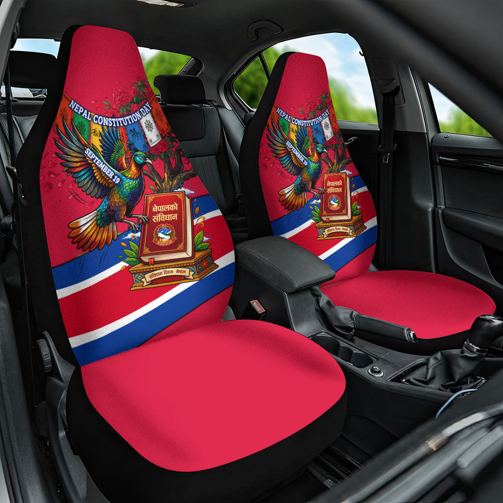 Nepal Constitution Day Car Seat Cover Himalayan Temples Danphe Himalayan Monal Floral