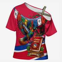 Nepal Constitution Day Cross Shoulder Shirt Himalayan Temples Danphe Himalayan Monal Floral