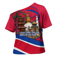 Nepal Constitution Day Cross Shoulder Shirt Himalayan Temples Danphe Himalayan Monal Floral