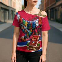 Nepal Constitution Day Cross Shoulder Shirt Himalayan Temples Danphe Himalayan Monal Floral