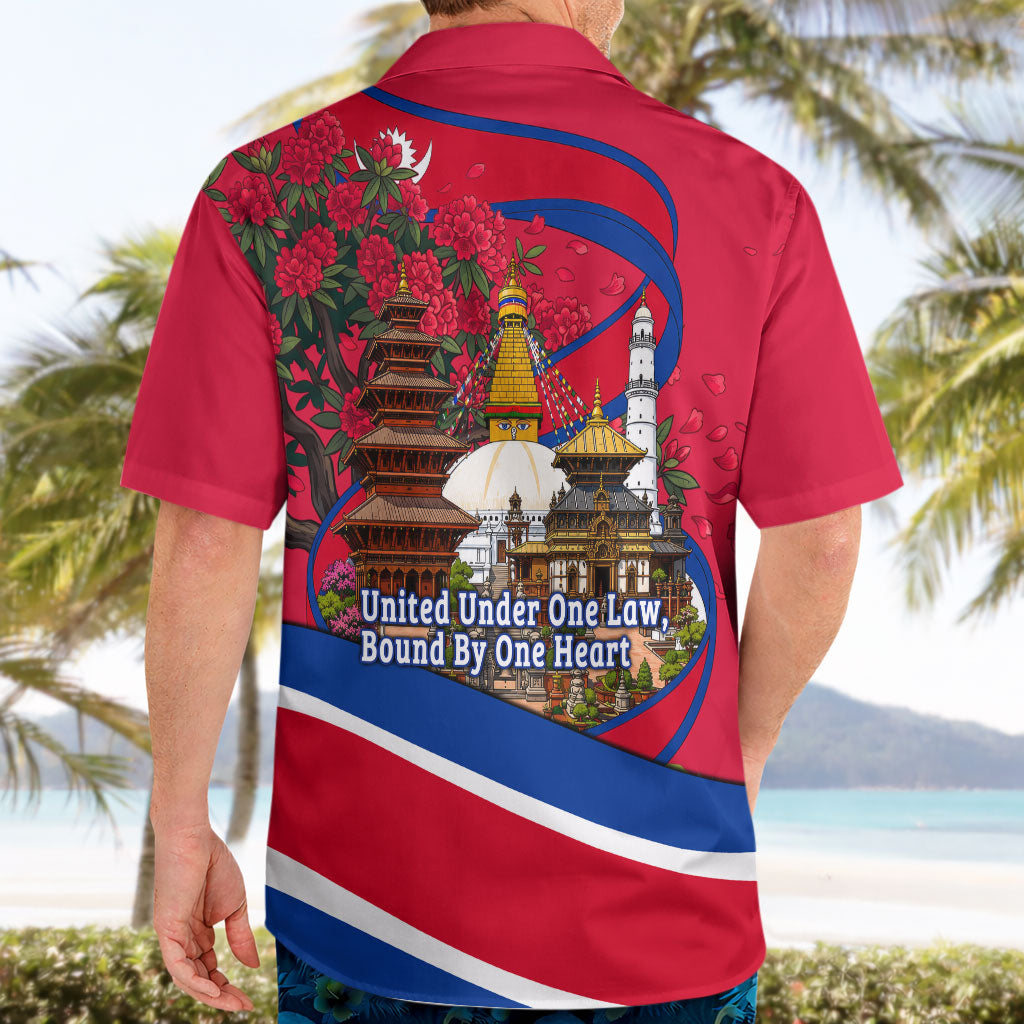 Nepal Constitution Day Hawaiian Shirt Himalayan Temples Danphe Himalayan Monal Floral