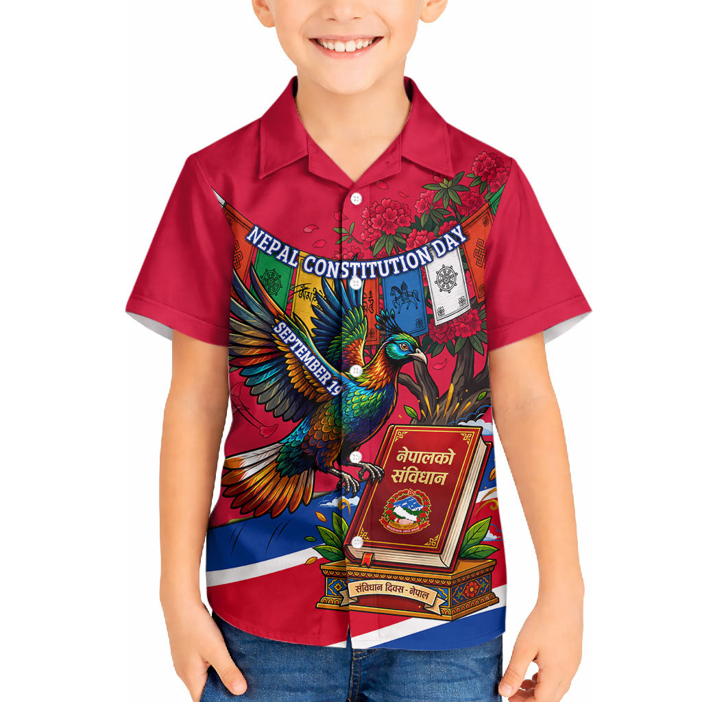Nepal Constitution Day Hawaiian Shirt Himalayan Temples Danphe Himalayan Monal Floral
