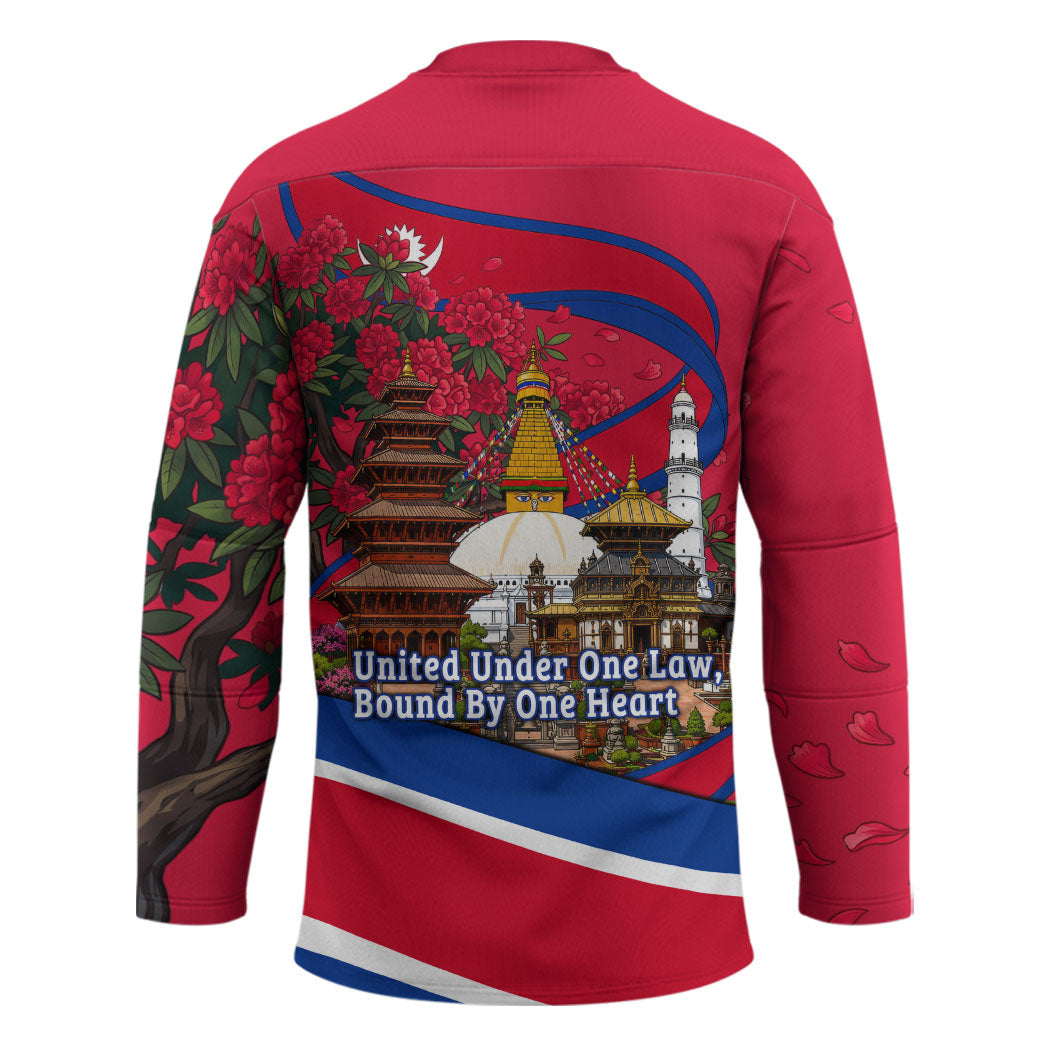 Nepal Constitution Day Hockey Jersey Himalayan Temples Danphe Himalayan Monal Floral