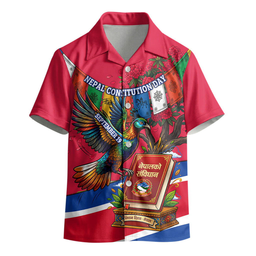Nepal Constitution Day Kid Hawaiian Shirt Himalayan Temples Danphe Himalayan Monal Floral