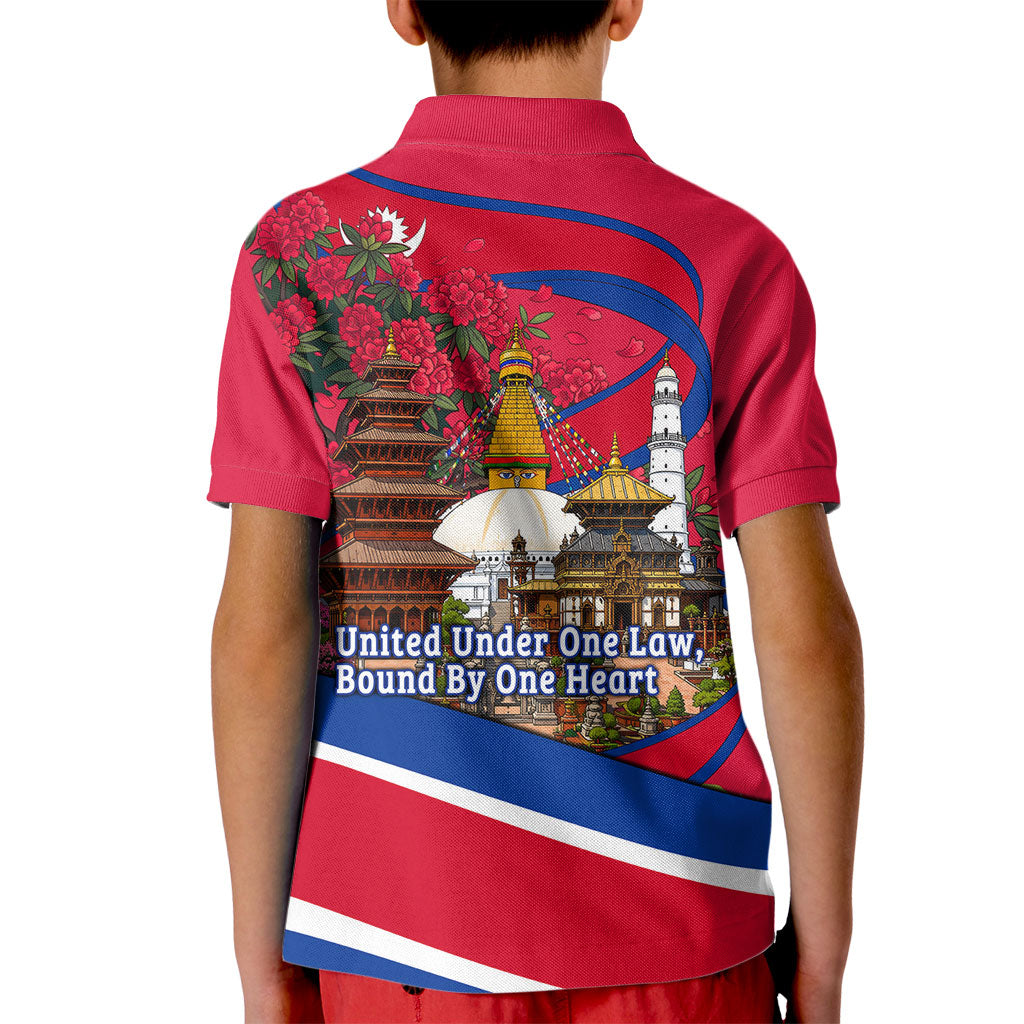 Nepal Constitution Day Kid Polo Shirt Himalayan Temples Danphe Himalayan Monal Floral