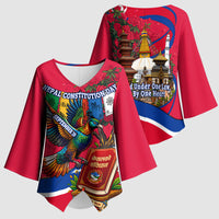 Nepal Constitution Day Kimono Sleeve Blouse Himalayan Temples Danphe Himalayan Monal Floral