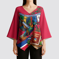 Nepal Constitution Day Kimono Sleeve Blouse Himalayan Temples Danphe Himalayan Monal Floral