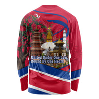Nepal Constitution Day Long Sleeve Shirt Himalayan Temples Danphe Himalayan Monal Floral