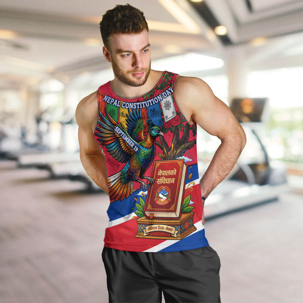 Nepal Constitution Day Men Tank Top Himalayan Temples Danphe Himalayan Monal Floral