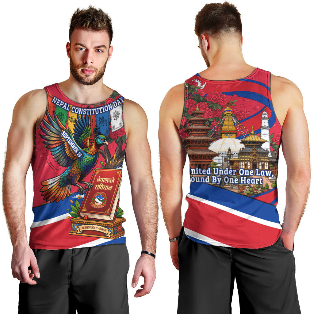 Nepal Constitution Day Men Tank Top Himalayan Temples Danphe Himalayan Monal Floral