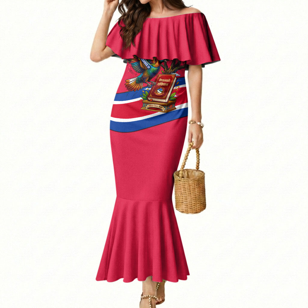 Nepal Constitution Day Mermaid Dress Himalayan Temples Danphe Himalayan Monal Floral