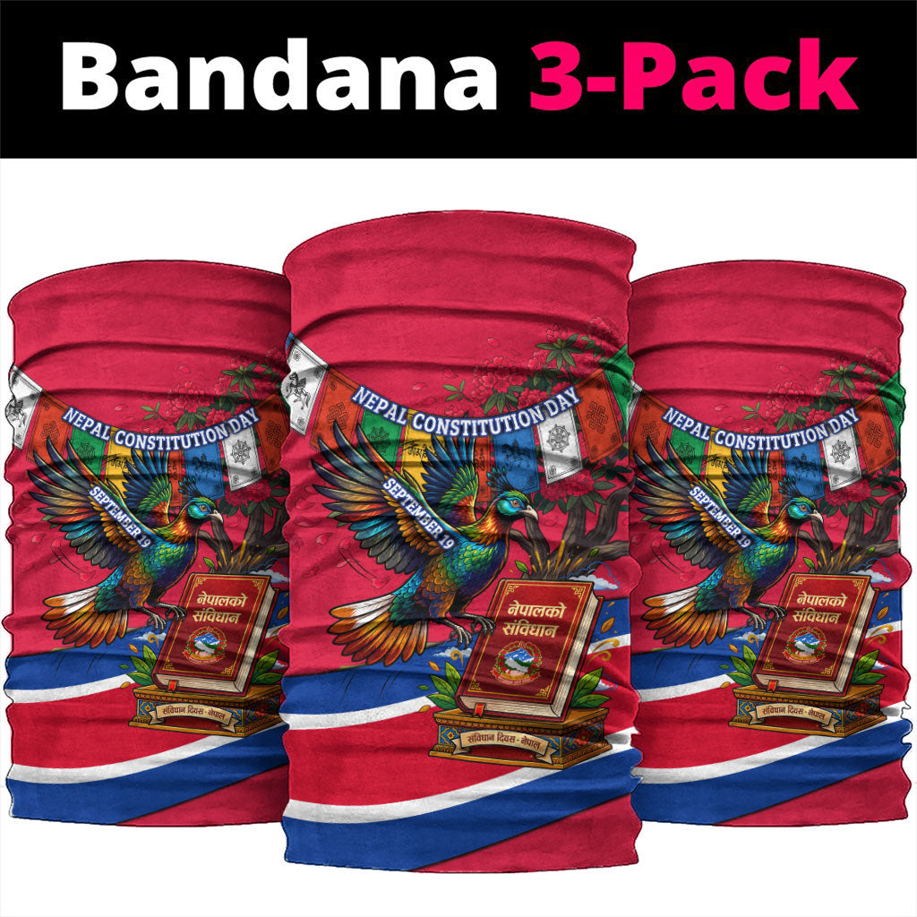 Nepal Constitution Day Neck Gaiter Himalayan Temples Danphe Himalayan Monal Floral