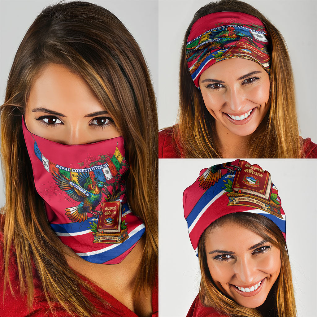 Nepal Constitution Day Neck Gaiter Himalayan Temples Danphe Himalayan Monal Floral
