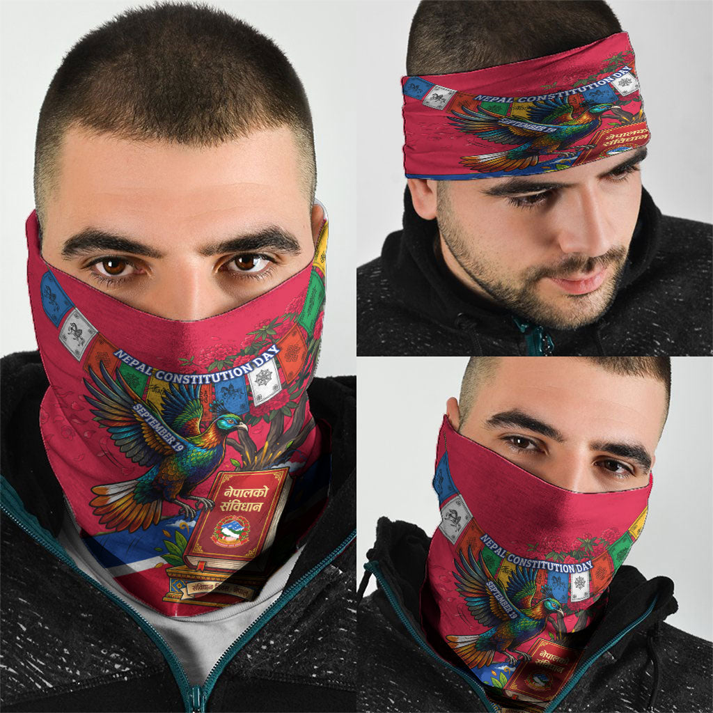 Nepal Constitution Day Neck Gaiter Himalayan Temples Danphe Himalayan Monal Floral