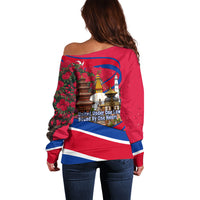 Nepal Constitution Day Off Shoulder Sweater Himalayan Temples Danphe Himalayan Monal Floral