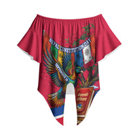 Nepal Constitution Day Off Shoulder Wrap Waist Top Himalayan Temples Danphe Himalayan Monal Floral