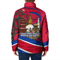 Nepal Constitution Day Padded Jacket Himalayan Temples Danphe Himalayan Monal Floral