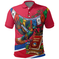 Nepal Constitution Day Polo Shirt Himalayan Temples Danphe Himalayan Monal Floral