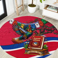 Nepal Constitution Day Round Carpet Himalayan Temples Danphe Himalayan Monal Floral