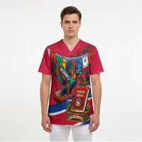 Nepal Constitution Day Scrub Top Himalayan Temples Danphe Himalayan Monal Floral