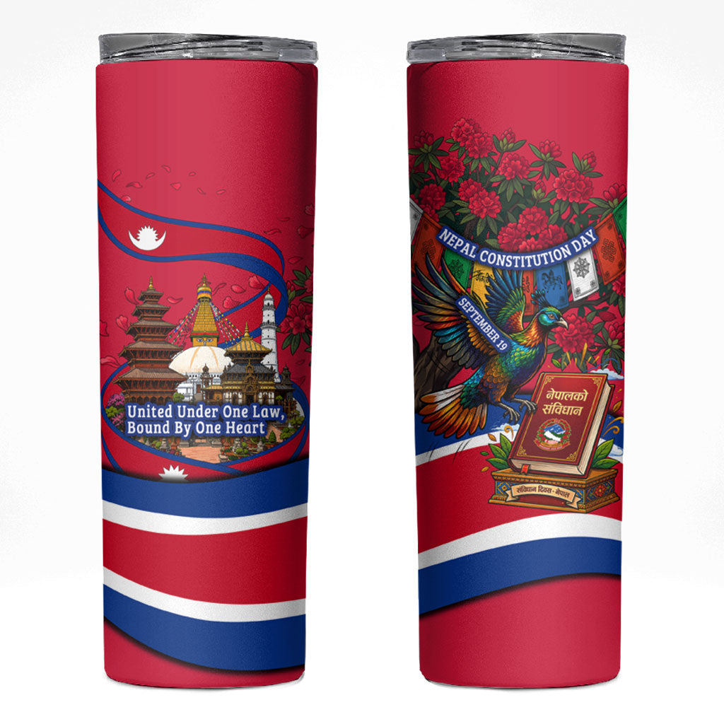 Nepal Constitution Day Skinny Tumbler Himalayan Temples Danphe Himalayan Monal Floral
