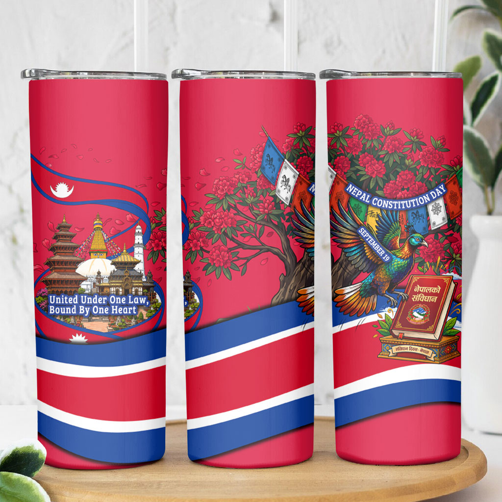 Nepal Constitution Day Skinny Tumbler Himalayan Temples Danphe Himalayan Monal Floral